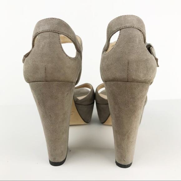 VIA SPIGA Vanita Platform Chunky Heels Suede Taupe Grey - Picture 4 of 7